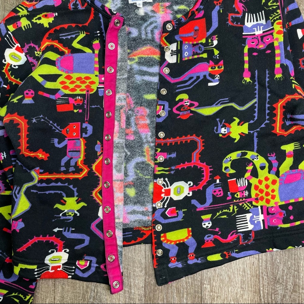 United Colors of Benetton Abstract Colorful Snap Button Sweatshirt Size Small - Picture 8 of 13